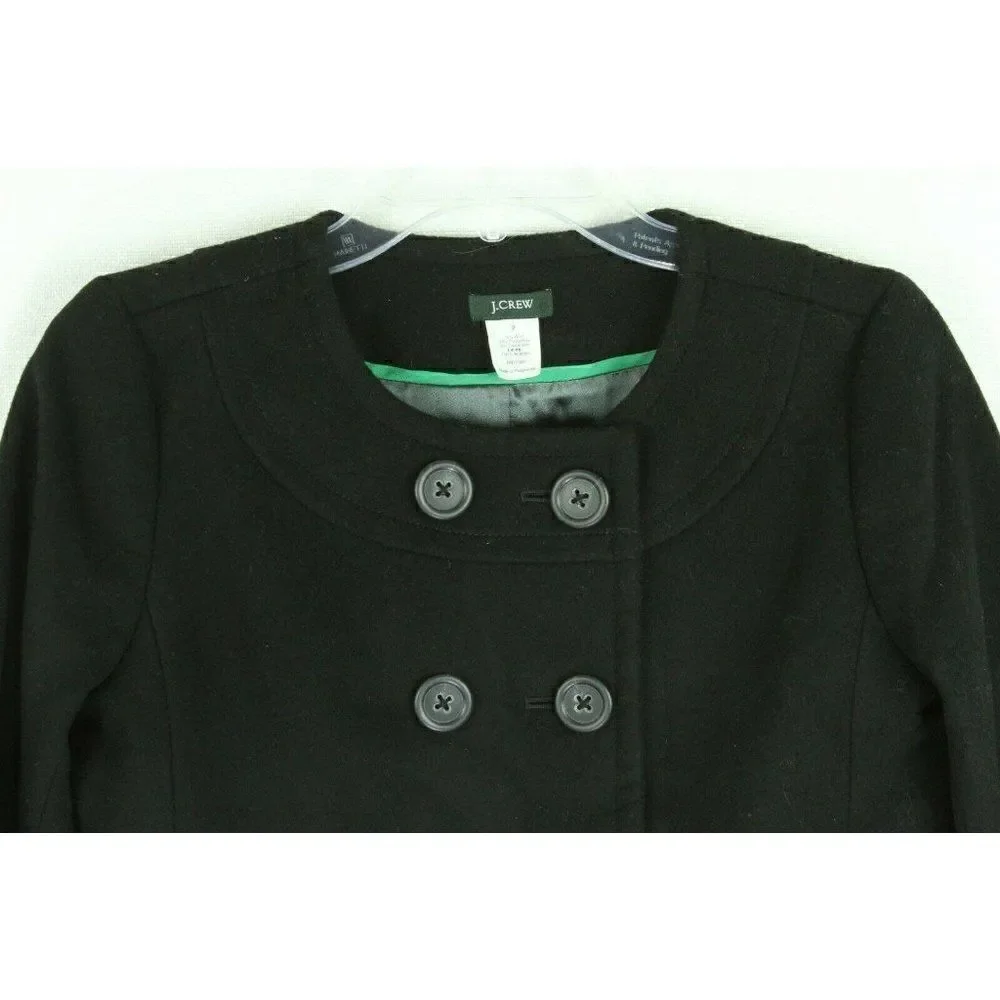 J. Crew Womens Coat Pippa Pea Coat Black 2 - Picture 6 of 6
